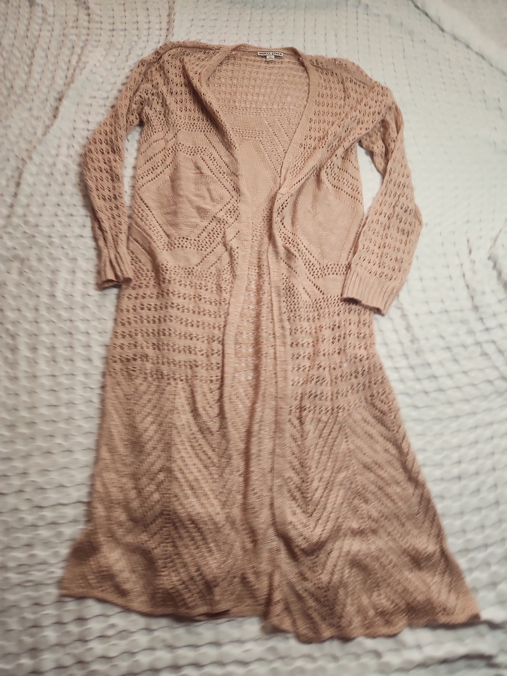 Moral Fiber Long Open-Front Knit Duster Cardigan - Light Tan